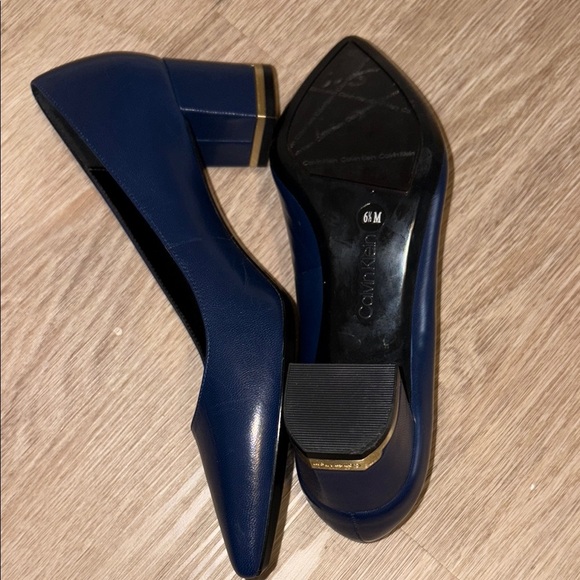 Calvin Klein Blue and Gold Heels with Sleek Design - Picture 3 of 5